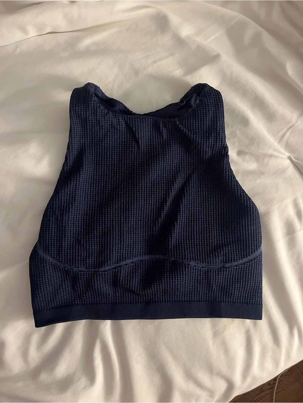 aerie Ribbed High-Neck Sports Bralette in Navy